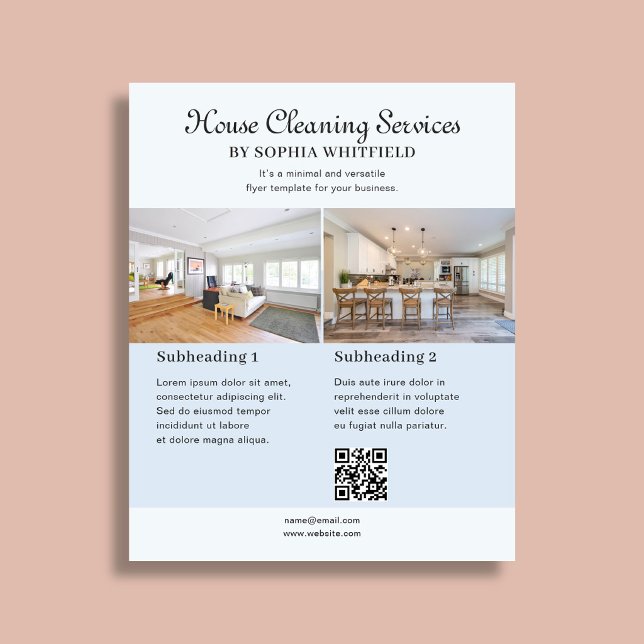 Cleaning Business Vintage Script Photo Blue Flyer (Creator Uploaded)