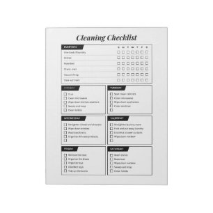 Cleaning Checklist Black And White Housekeeping Notepad