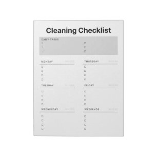 Cleaning Checklist Planner Notepad