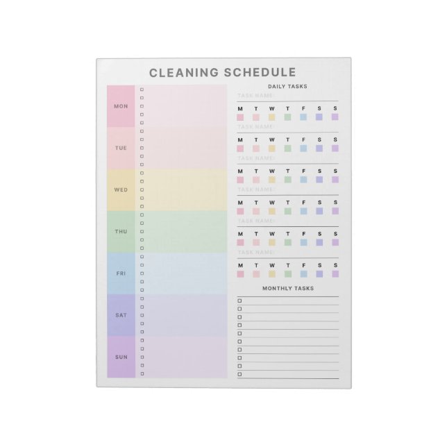 Cleaning Checklist Planner Notepad (Rotated)