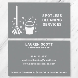 Cleaning Cleaner Mop And Bucket Bold Grey Business Card
