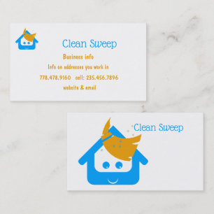 Cleaning Company Clean Sweep Cute House Broom Business Card