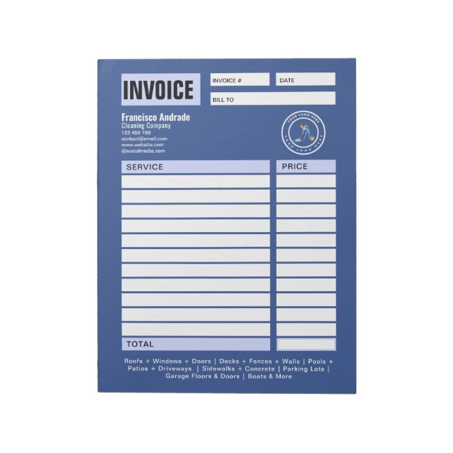 Cleaning Company | Custom Logo Cleaning Service Notepad (Rotated)