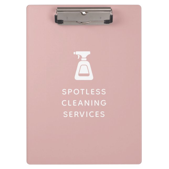 Cleaning Company Spray Bottle Dusty Pink Clipboard (Front)