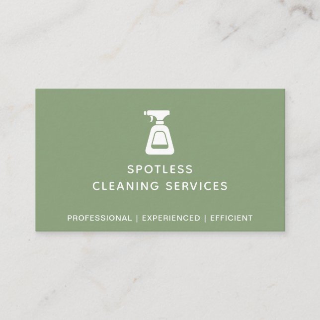 Cleaning Company Spray Bottle Sage Green Business Card (Front)