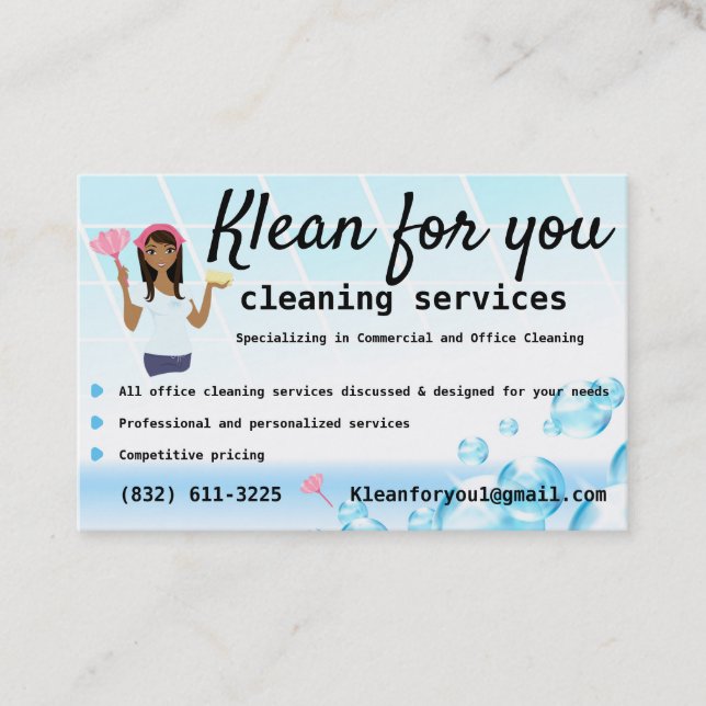 Cleaning Company White Tiles Bubbles Business Card (Front)
