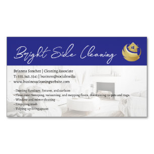 Cleaning Duster Home Logo   Tidy Living Room Magnetic Business Card