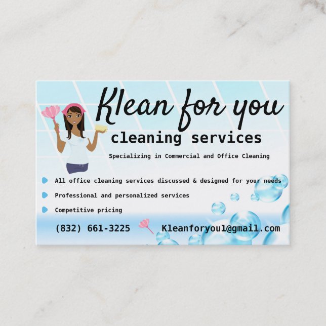 Cleaning For You Company White Tiles Bubbles Business Card (Front)