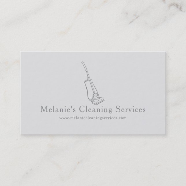 Cleaning gray vintage vacuum business card (Front)