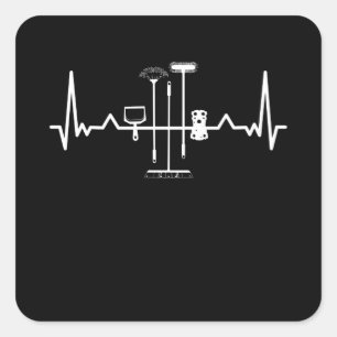 Cleaning Heartbeat Housekeeping Gift Square Sticker