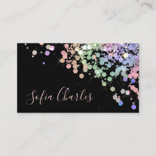 Cleaning Holographic Glitter Dust Sparkling Black Business Card