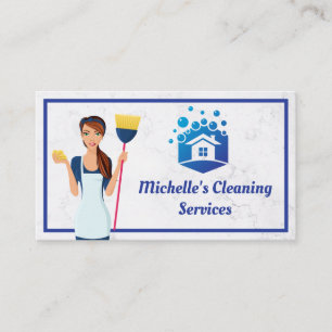 Cleaning Home Service Maid with Broom Business Card