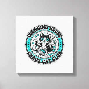 Cleaning House Chaos Cat Pet Lover Shirt Art - Cle Canvas Print