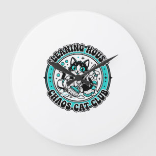 Cleaning House Chaos Cat Pet Lover Shirt Art - Cle Large Clock