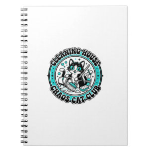 Cleaning House Chaos Cat Pet Lover Shirt Art - Cle Notebook