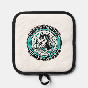 Cleaning House Chaos Cat Pet Lover Shirt Art - Cle Pot Holder