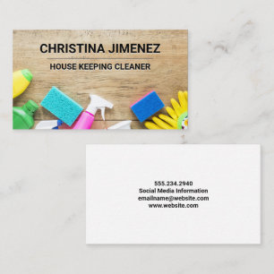 Cleaning Housekeeping Equipment on Table Business Card