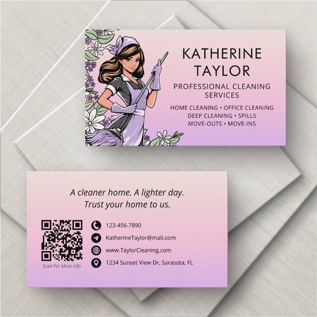 Cleaning Housekeeping Service Business Card (Creator Uploaded)