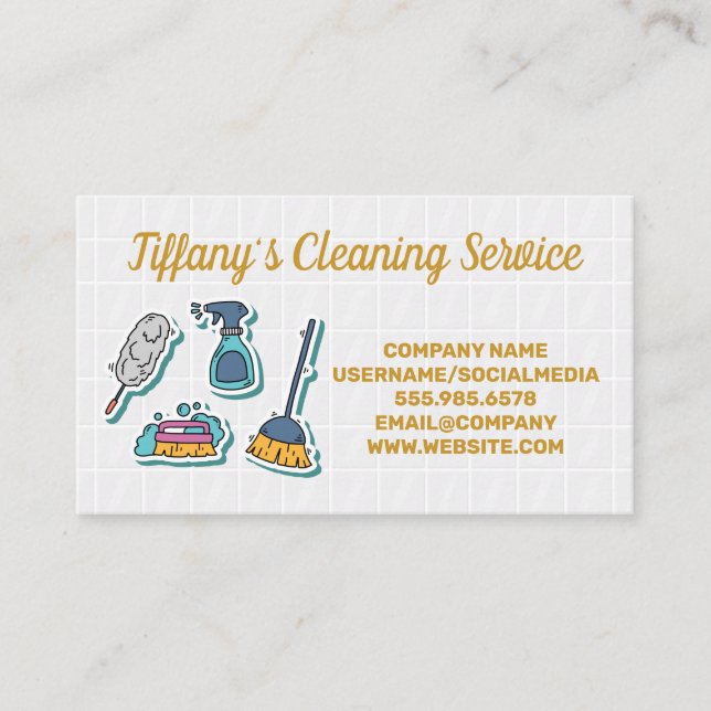 Cleaning Icons | Bathroom Tiles Business Card (Front)
