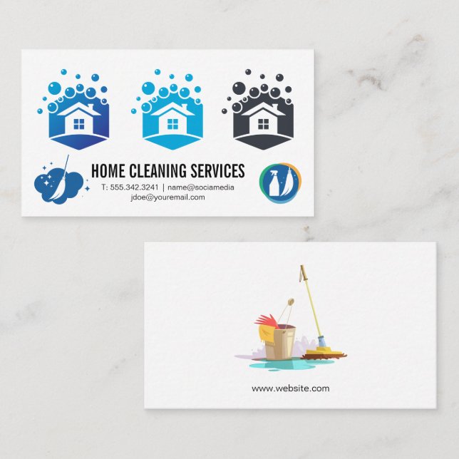 Cleaning Icons  Business Card (Front/Back)