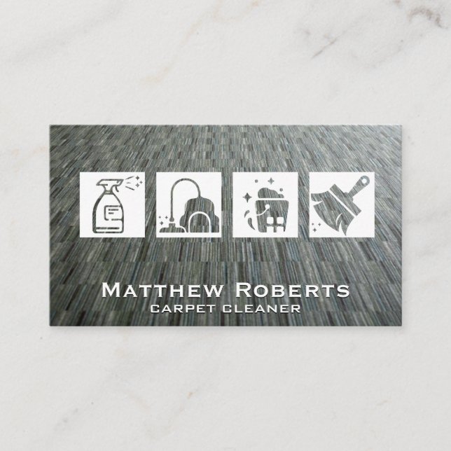 Cleaning Icons | Carpeting Business Card (Front)