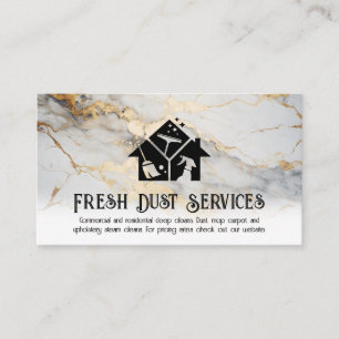Cleaning Icons   Gold Foil Marble Business Card