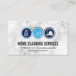 Cleaning Icons   Marble Background Business Card