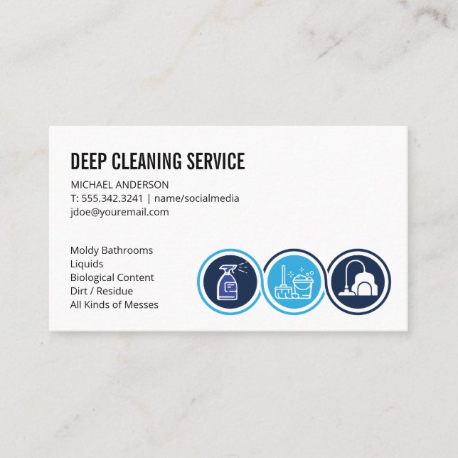 Cleaning Icons | Sanitising Services Business Card (Front)
