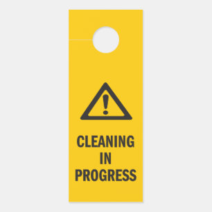 Cleaning in Progress caution yellow Door Hanger