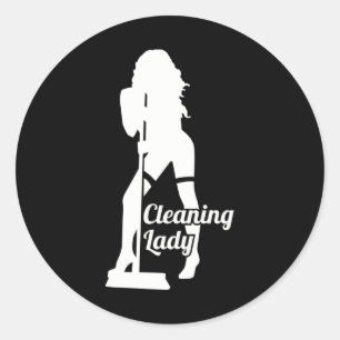 Cleaning lady classic round sticker