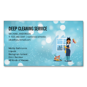 Cleaning Lady   Cleaning Service Magnetic Business Card