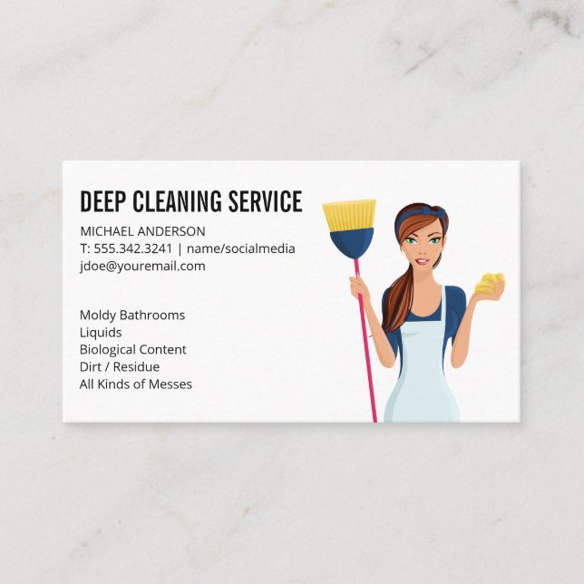 Cleaning Lady | House Keeping Services Business Card (Front)