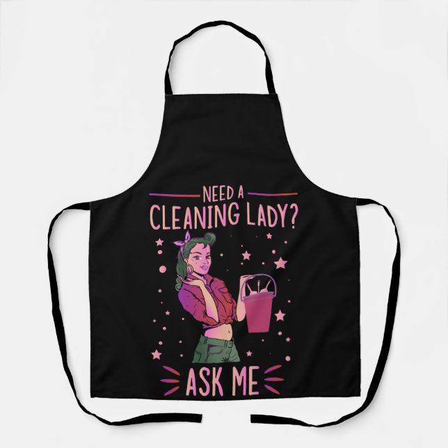Cleaning Lady Housekeeper Housekeeping Cleaner Gra Apron (Front)