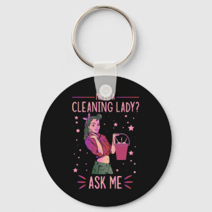 Cleaning Lady Housekeeper Housekeeping Cleaner Gra Key Ring