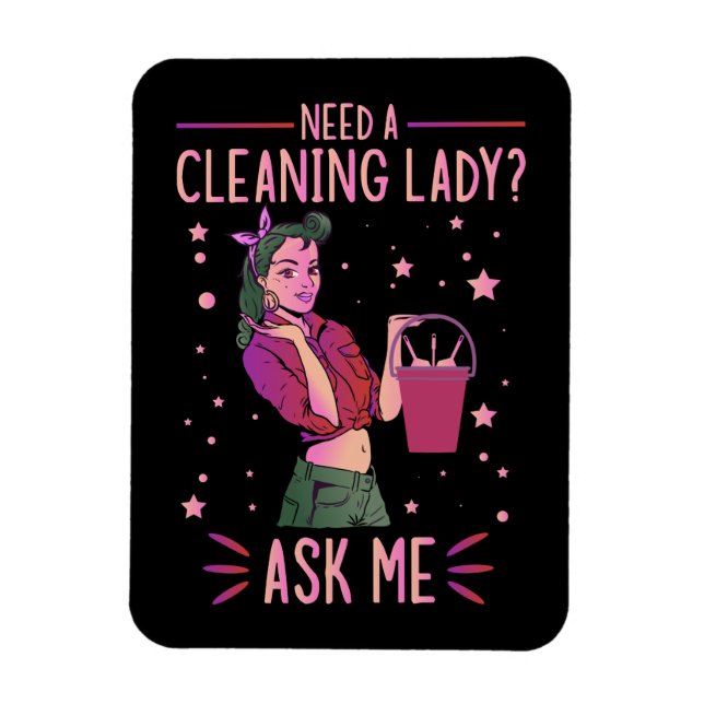 Cleaning Lady Housekeeper Housekeeping Cleaner Gra Magnet (Vertical)