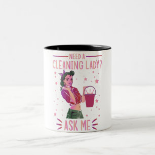 Cleaning Lady Housekeeper Housekeeping Cleaner Gra Two-Tone Coffee Mug