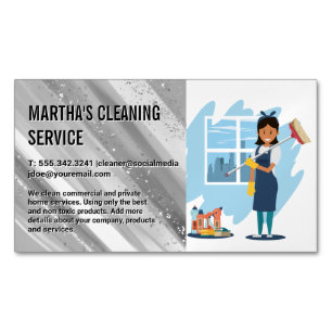 Cleaning Lady Maid Magnetic Business Card
