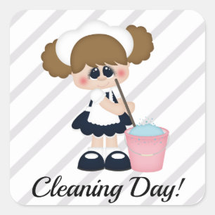 Cleaning Lady Maid Mop Bucket Planner Sticker