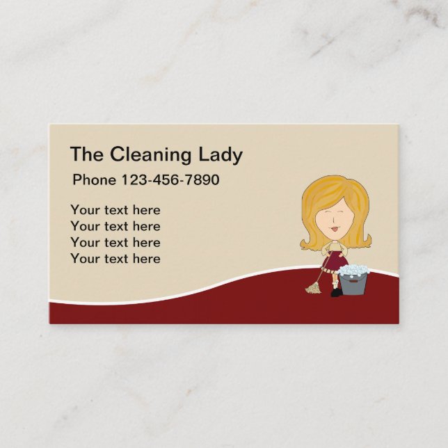 Cleaning Lady Professional Design Business Card (Front)