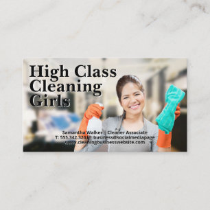 Cleaning Lady Smiling Business Card