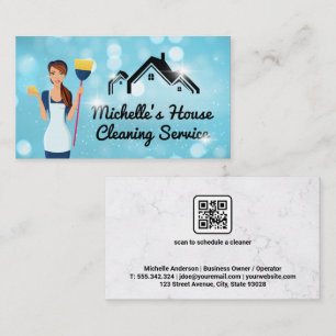Cleaning Lady Sparkly Home QR Code Appt Business Card