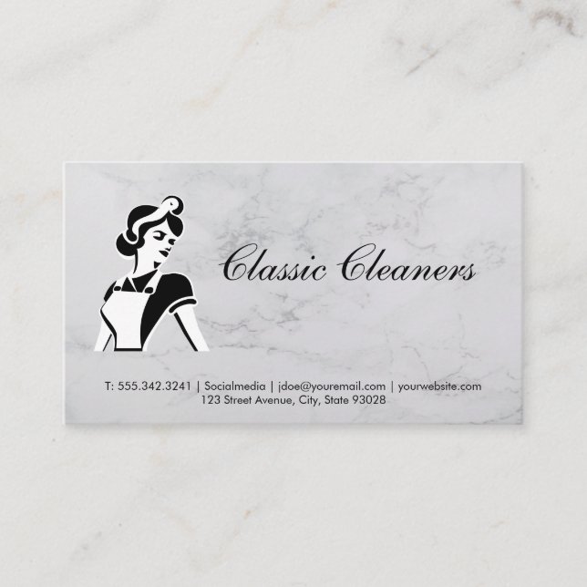 Cleaning Maid | Classic Attire Business Card (Front)
