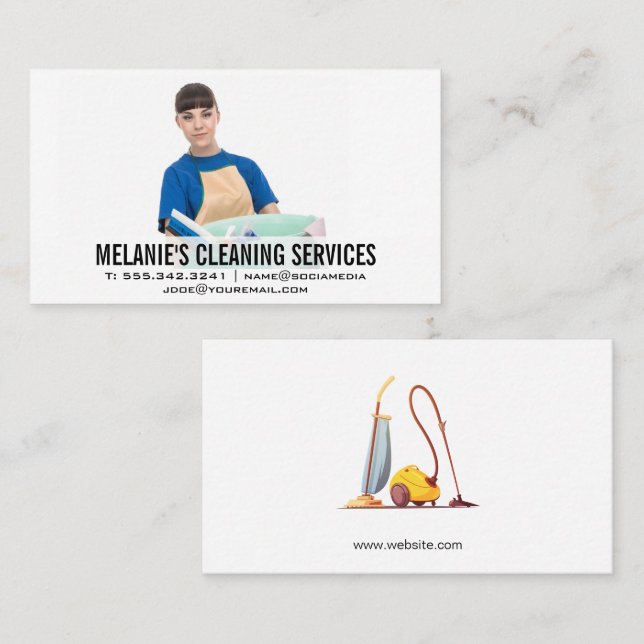 Cleaning Maid | House Keeping Services Business Card (Front/Back)