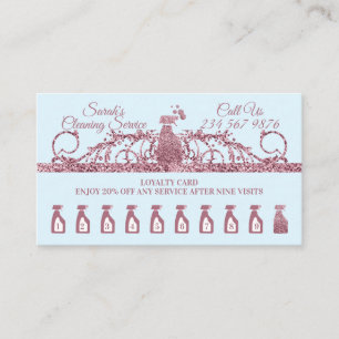 Cleaning Maid Janitorial sparkle Housekeeping blue Loyalty Card