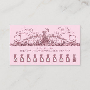 Cleaning Maid Janitorial sparkle Housekeeping Loyalty Card