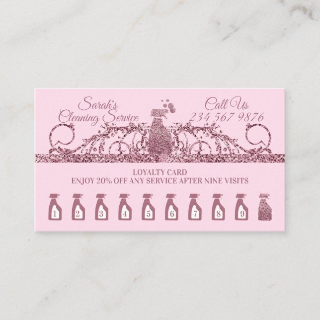 Cleaning Maid Janitorial sparkle Housekeeping Loyalty Card (Front)
