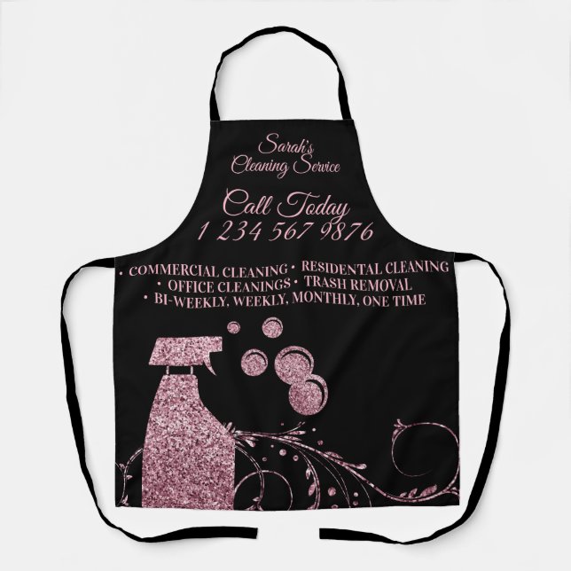 Cleaning Maid Janitorial sparkle spray pink swirl Apron (Front)
