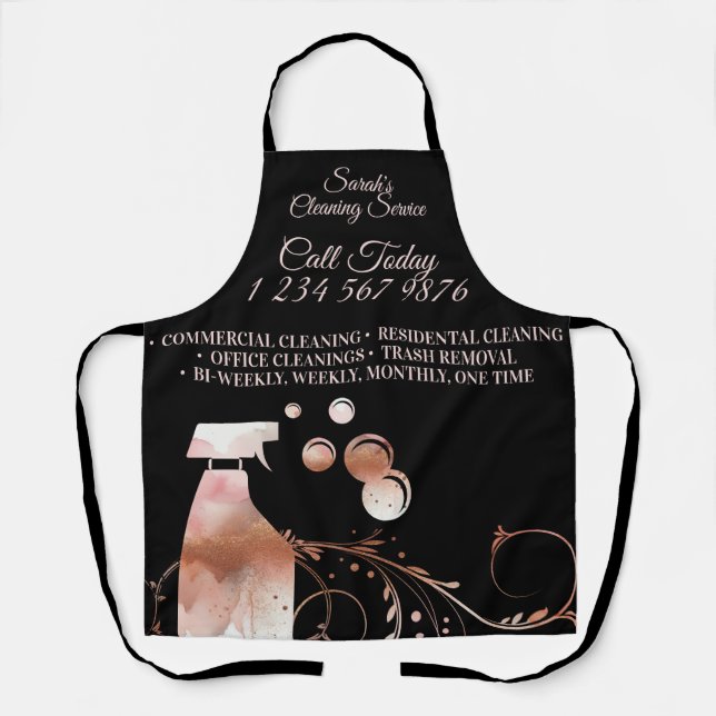Cleaning Maid Janitorial sparkle spray rosegold Apron (Front)