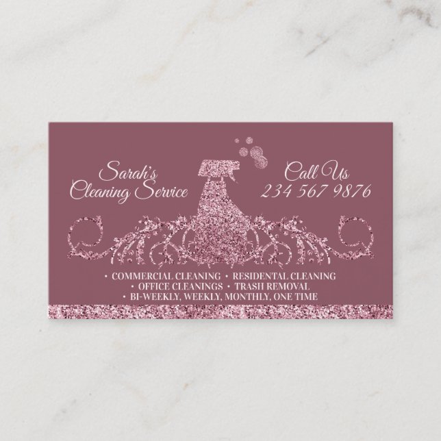 Cleaning Maid Janitorial sparkle swing Business Card (Front)