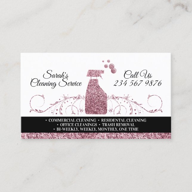 Cleaning Maid Janitorial sparkling pink services Business Card (Front)
